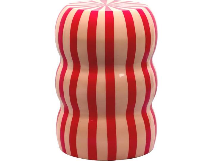 FURNARO Sitzhocker, Skulpturale Form mit grafischem Streifenmuster