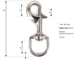 11BAR - Flatpin Boltsnap - 100mm Edelstahl V4A