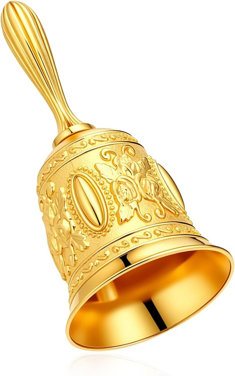 Gouden vintage handbel van 11 cm voor decoratie en evenementen
