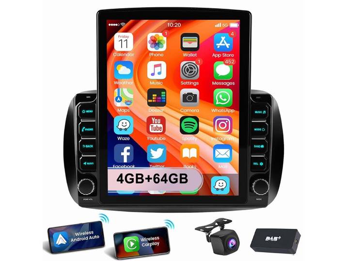 ESSGOO 9,7” Für Mercedes Smart Forfour Fortwo 453 Carplay GPS Autoradio Autoradio (RDS, Digitalradio (DAB), FM)