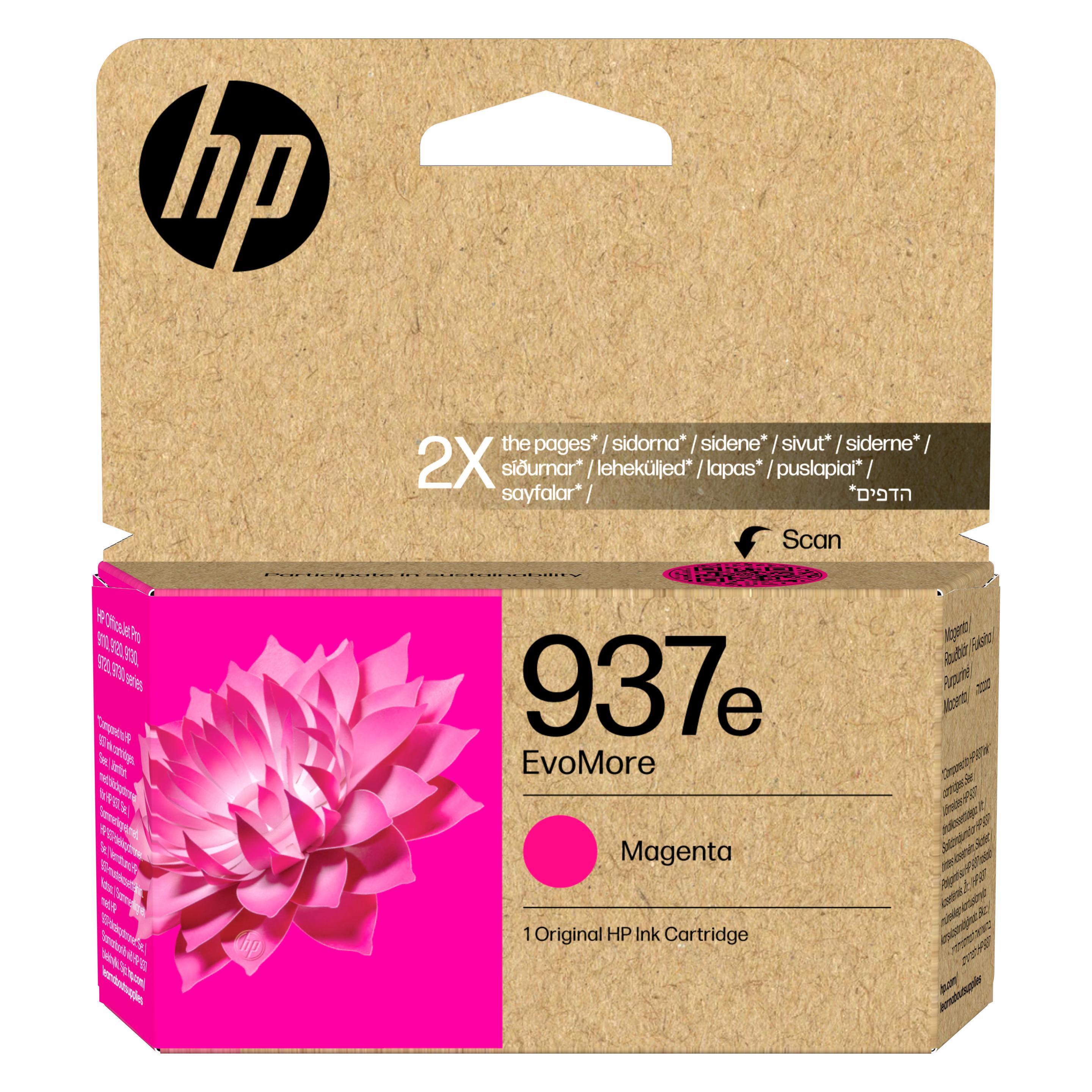 HP Hewlett-Packard 937e EvoMore Magenta Original Ink, 937e EvoMore (4S6W7NE#LS3)