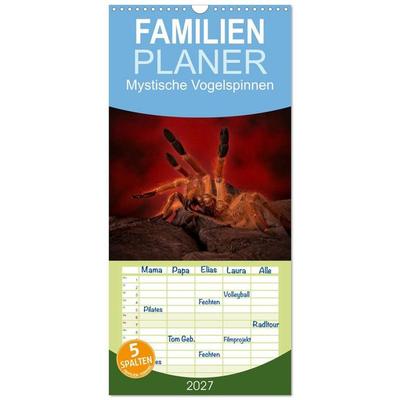 Familienplaner 2027 - Mystische Vogelspinnen mit 5 Spalten (Wandkalender, 21 x 45 cm) CALVENDO