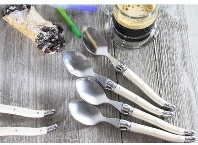 French Home Set of 4 Laguiole Faux Ivory Coffee Spoons
