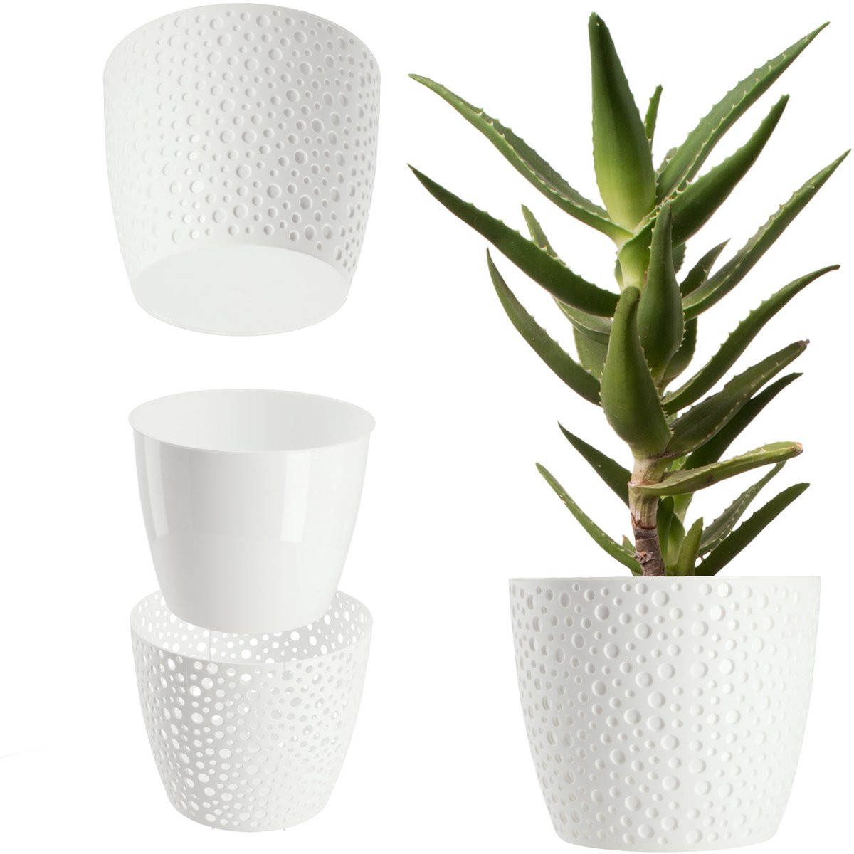 KADAX Bloempot Kunststof - Wit - Diameter: 13 cm