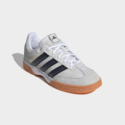 Hallenschuh ADIDAS PERFORMANCE "SPEZIALIST INDOOR", Herren, Gr. 42,5, weiß (cloud weiß, core schwarz, grau two), Leder, Textil, Schuhe Hallenschuh, Handballschuh