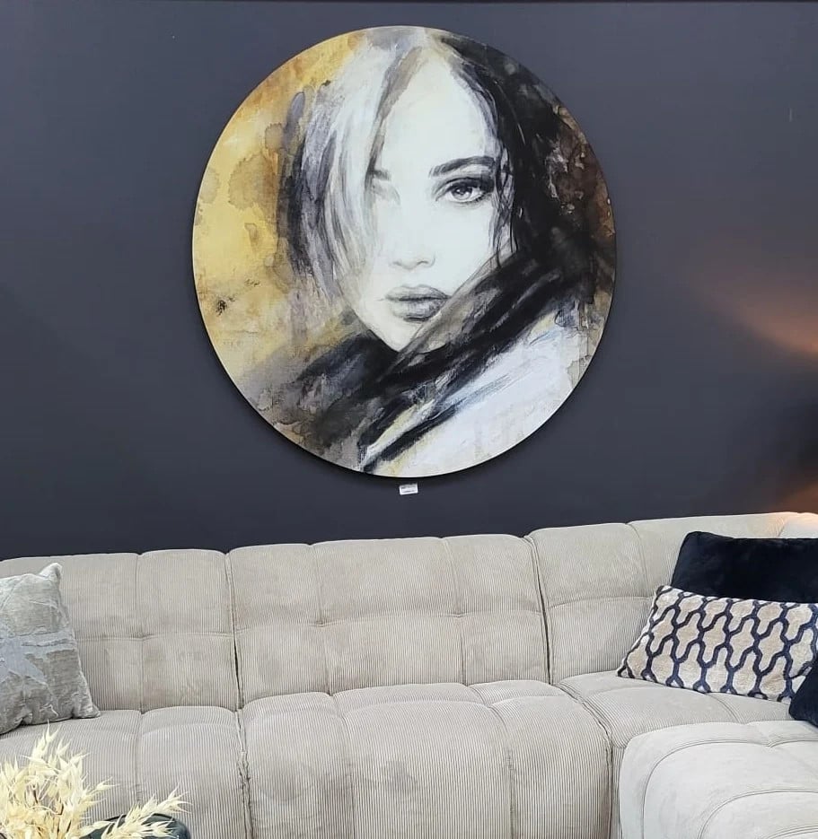 Hamellton Wandpaneel Mysterious Girl Velvet Multicolour Ø 130 cm