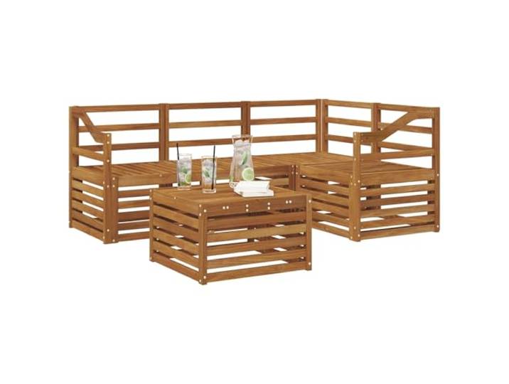 KTHLBRH Sofa-Set für den Außenbereich, 5-teilig, aus natürlichem Modulares, wetterfestes Lattendesign, 110 kg pro Stuhl