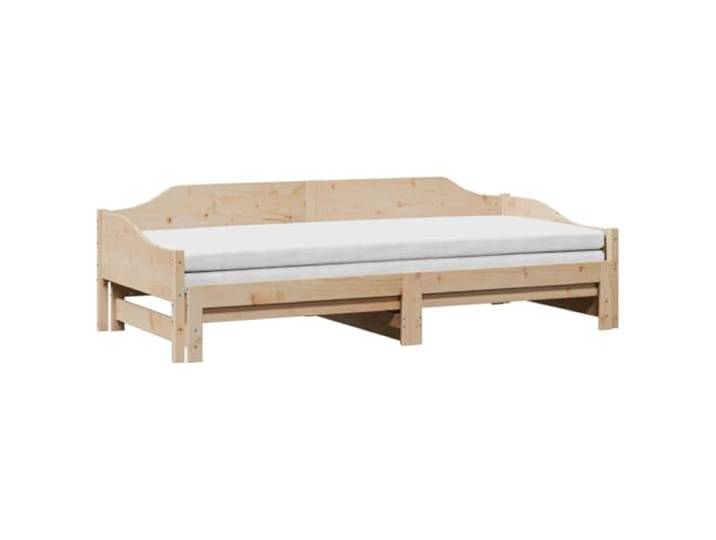 KTHLBRH Schlafsofa mit ausziehbarem Bett, 90 x 190 cm, Massivholz, Kiefer Mit Lattenrost, Stauraum unten, 2 Matratzen nicht im Lieferumfang enthalten, für Wohnzimmer und Schlafzimmer
