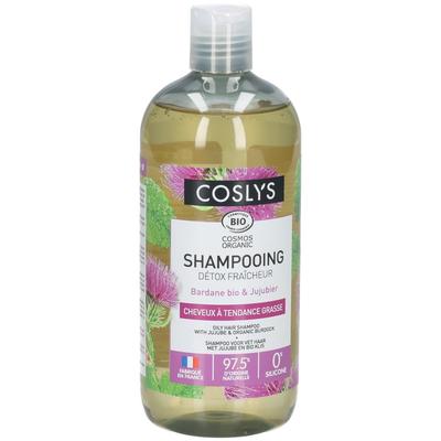 Coslys Shampoing Bio Detox Fraicheur Cheveux A Tendance Grasse Bardane Et Jujubier Flacon 500 ml Shampoo