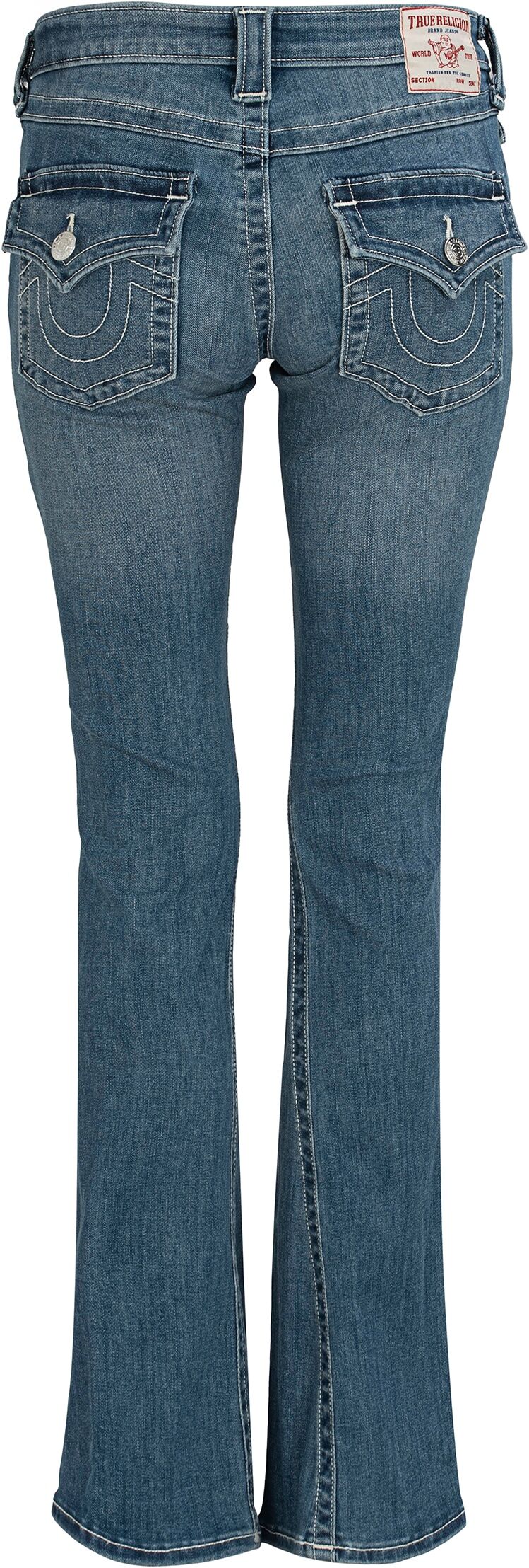 Bootcut-Jeans TRUE RELIGION "BECCA MR BOOTCUT FLAP", Damen, Gr. 27, N-Gr, arabella, Denim/Jeans, Obermaterial: 65% Baumwolle, 33% Polyester, 2% Elasthan, leichte Abriebeffekte, bootcut fit lang, Jeans Bootcut-Jeans, Baumwollmischung, bootcut fit arabella 