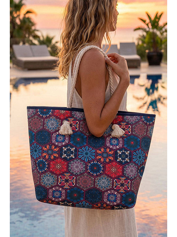 Lucky Bees Strandtasche in Blau - (B)56 x (H)35 x (T)15 cm - onesize