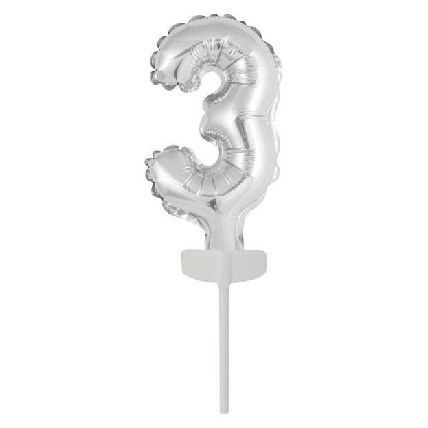 Riethmüller Micro Size Zahl 3 Silber Folienballon N6 verpackt (5x) (9912687)