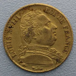 Goldmünze 20 Francs "Louis XVIII." Uniform (Frankreich)