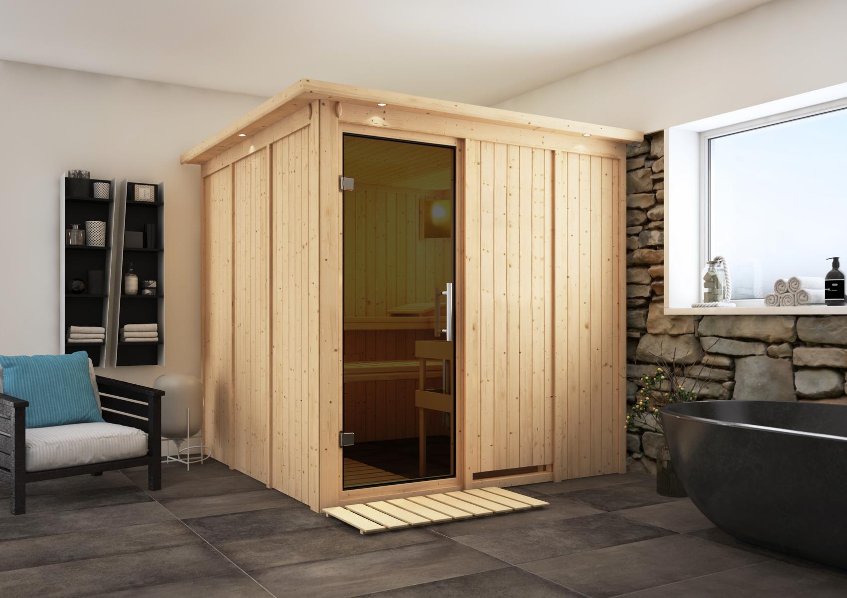 KARIBUHOLZT Sauna Rodin Front, 9kW integr.Strg graphitf. GGT u. D 09231488