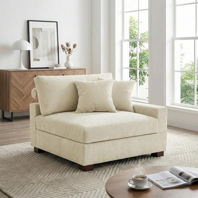 Lumibee "41"" W Chenille Corner Accent Chair Sectional Module with Pillows"
