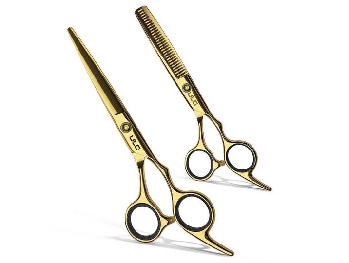 Haarschneidescheren Set 2-teilig Gold 16,5 cm, Goldfarben, Metall, 6.3x1x16.5 cm, Freizeit & Co, Wellness & Gesundheit, Körperpflege