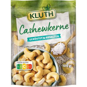 Kluth Cashewkerne ganze Nüsse, geröstet und gesalzen, im Beutel, 100 g