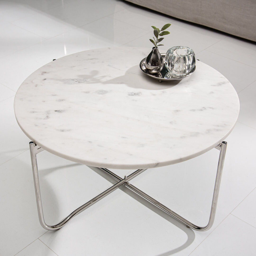 Fairmont Park Cornesse Cross Legs Coffee Table Weiß/Silber 33cm H X 62cm W X 62cm D