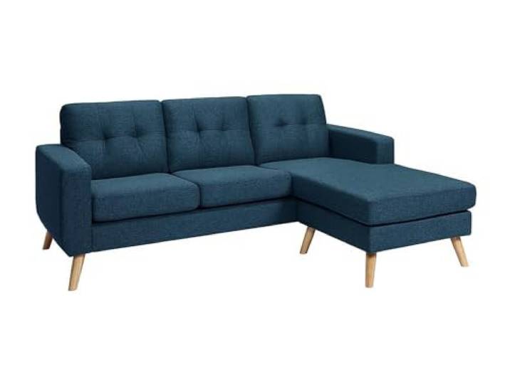 Vente-unique Ecksofa - Ecke wechselbar - Stoff - Dunkelblau - Bartolome Holzgestell Wechselbare Ecke