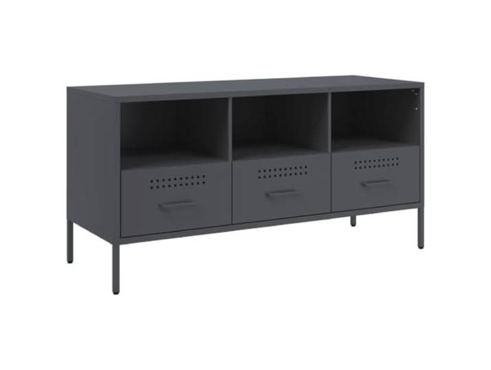 GHVBNMF TV-Schrank Anthrazit 100,5x39x50,5 cm Stahl Lowboard Metall Robustes Metall Lowboard aus kaltgewalztem Stahl für Wohnzimmer und Schlafzimmer mit 3 Schubladen und Fächern.