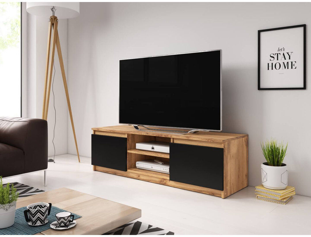 Ebern Designs Lamarca TV Stand for TVs up to 50" Oak Wood/Black 50"