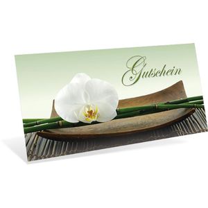 notizblock24 Gutscheinkarte Asia Dreams, 19 x 9cm, Motiv: weiße Blüte, 10 Stück