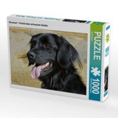 CALVENDO Puzzle Hovawart - Porträt einer schwarzen Hündin 1000 Teile Lege-Größe 64 x 48 cm Foto-Puzzle Bild von Sigrid Starick
