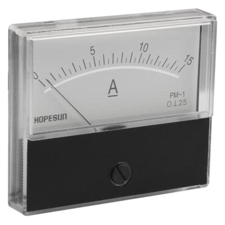 Hopesun ANALOGES EINBAU-STROMMESSGERÄT 15 A DC / 70 x 60 mm (AIM7015A)