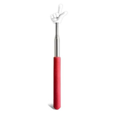 Telescopic Finger Teaching Pointer Stick Stainless Steel Extendable Whiteboard Pointer double Finger Red