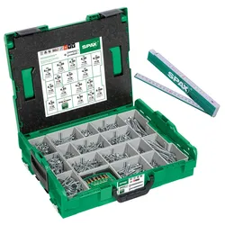SPAX Sortimentskoffer - Senkkopf T-STAR PLUS WIROX - L-BOXX inkl. 2.446 Schrauben und 1 Meterstab
