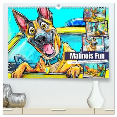Malinois Fun. Lustige Cartoons vom Diensthund des Jahres! (hochwertiger Premium Wandkalender 2026 DIN A2 quer), Kunstdruck in Hochglanz