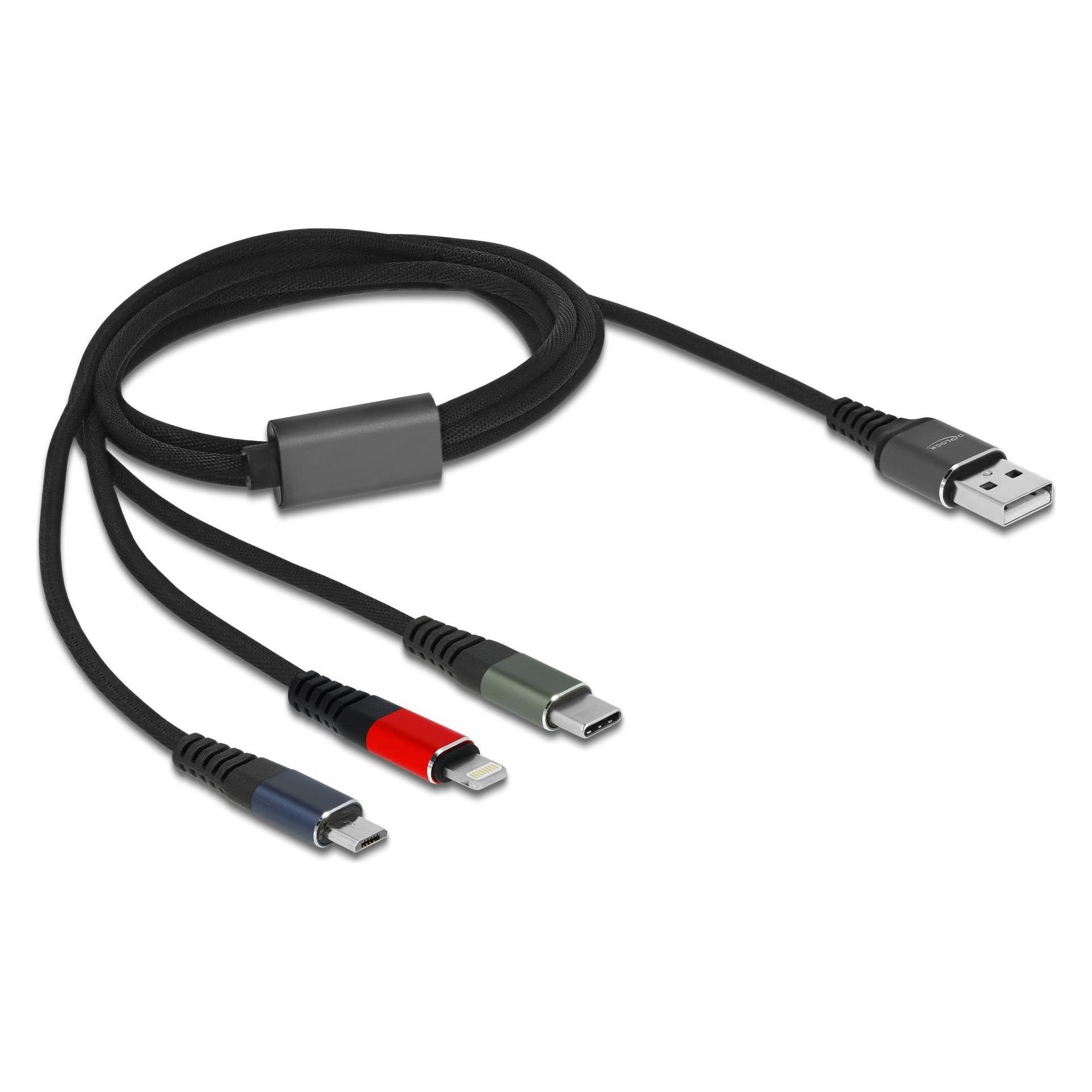 Delock USB-A - USB-C, Lightning, USB Micro B (1 m, USB 2.0) (87277)