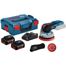 Bosch Professional, Schleifmaschine + Poliermaschine, Akku-Exzenterschleifer GEX 18V-125 / 2x 4,0 Ah Akku + Ladegerät in L (Exzenterschleifer)