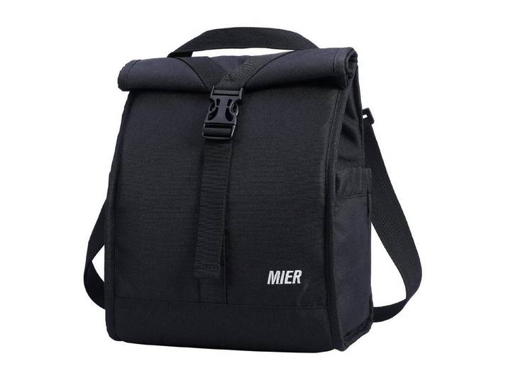 LuxusKollektion Kühltasche Kühltasche Lunchtasche Rolltop Isoliert Picknick Reisen Schwarz