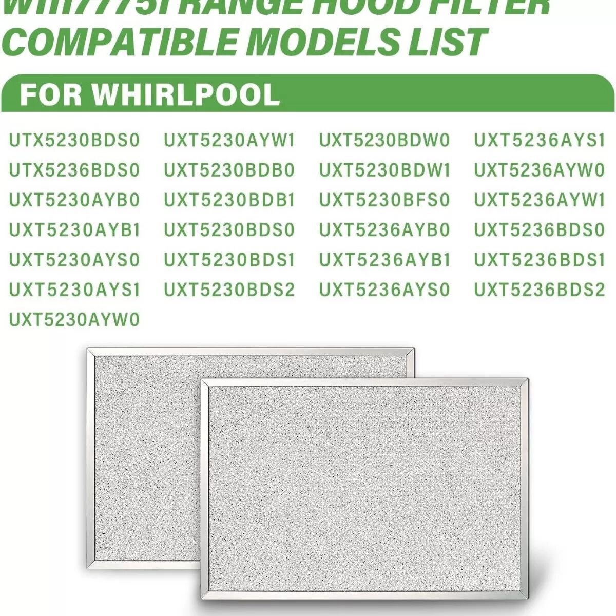 INF 2er-Pack Fettfilter für Dunstabzugshauben, kompatibel mit Whirlpool — Aluminium mit Aktivkohle, passt für W11177751