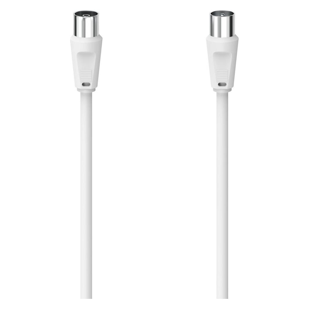 Hama Antennen-Kabel, Koax-Stecker - Koax-Kupplung, 3 m, 75 dB, Weiss (75 dB, Antennenkabel) (00305043)