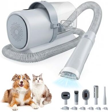 Happy Pet Pantry Professional Pet Grooming Vacuum Kit Cordless Dog Clippers With Low Noise & 5 Grooming Tools gray