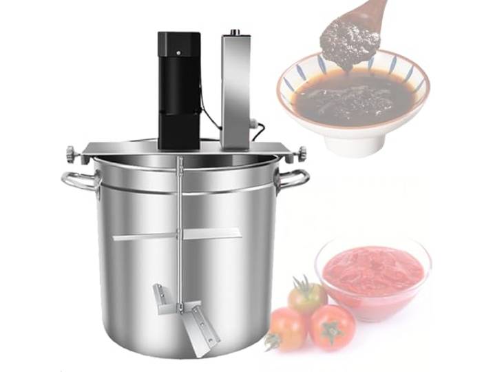VFMVOYNZ Automatischer Kochtopf mit Rührer Standmixer Kommerzieller Lebensmittelmixer Elektrischer Rührer mit Doppelrührpaddel und Einstellbarer Geschwindigkeit zum Zubereiten von Marmelade/Soße(60L)