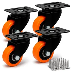 PRIOstahl Orangene Transportrollen Möbelrollen 40mm 4 x Lenkrollen inklusive Befestigungsmaterial