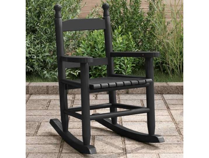 NLQMSU Schaukelstuhl für Kinder, Pappelholz, Schwarz Robuster Rahmen, sanfte Bewegung, Antidumping-Design, Drainage-Latten, für Garten, Terrasse, Balkon
