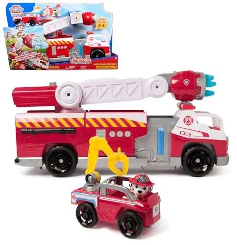 PAW Patrol Marshall Brandweerwagen met Marshall-figuur, licht, lanceerder en geluidseffecten