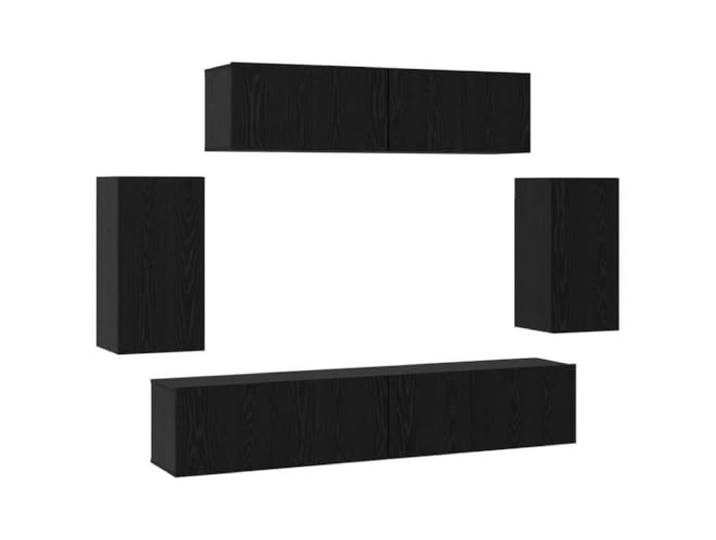 GHVBNMF 6-Teiliges TV-Schrank Set Wand Hängeschrank Schwarz Eichen-Optik Flexibles Hängeschrank-System für Wohnzimmer und Fernsehecke. Aus robustem Holzwerkstoff in moderner dunkler Eichen-Optik.