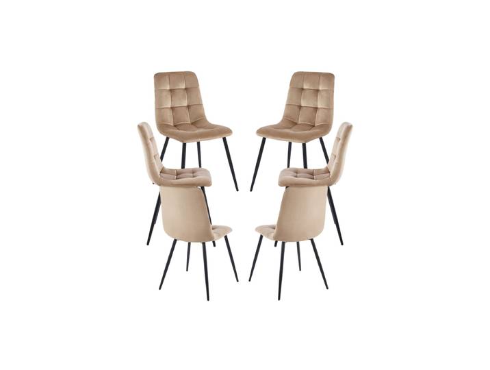 6er Set Stühle Stuhl Samt - Champagne