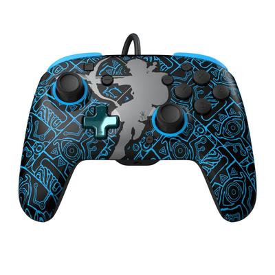 Controller "Rematch Glow, NS, kabelgebunden", blau, schwarz, B:13,8cm H:6,8cm T:16,2cm, PDP - PERFORMANCE DESIGNED PRODUCTS, Spielecontroller