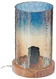 IH Casa Decor 2 Tone Hammered Glass Uplight With Wood Base