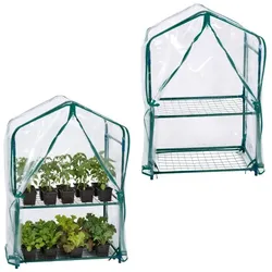 Relaxdays Balkon Gewächshaus mit PVC-Folie Dunkelgrün,Transparent