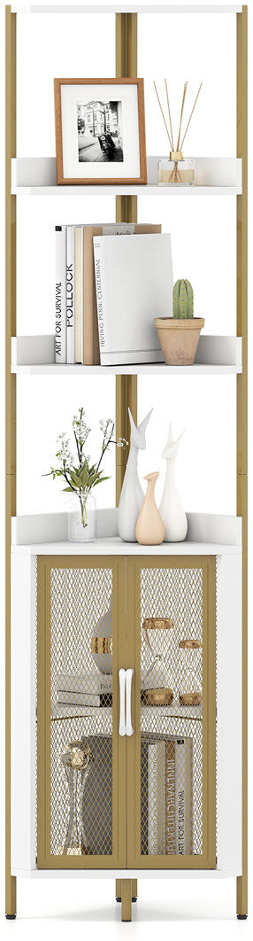 Trent Austin Design 170cm H x 32cm W Metal Corner Bookcase White 170cm H X 32cm W X 32cm D