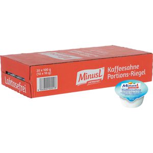 MinusL Kaffeesahne Fettgehalt 10 %, laktosefrei, ultrahocherhitzt, je 10 g, 200 Tassenportionen