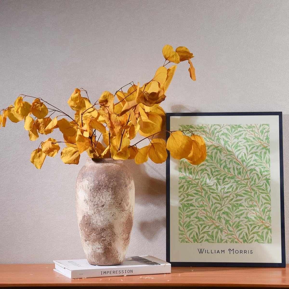 Handgemaakte rustieke keramische vaas van aardewerk voor boerderijdecoratie, 25,4 cm