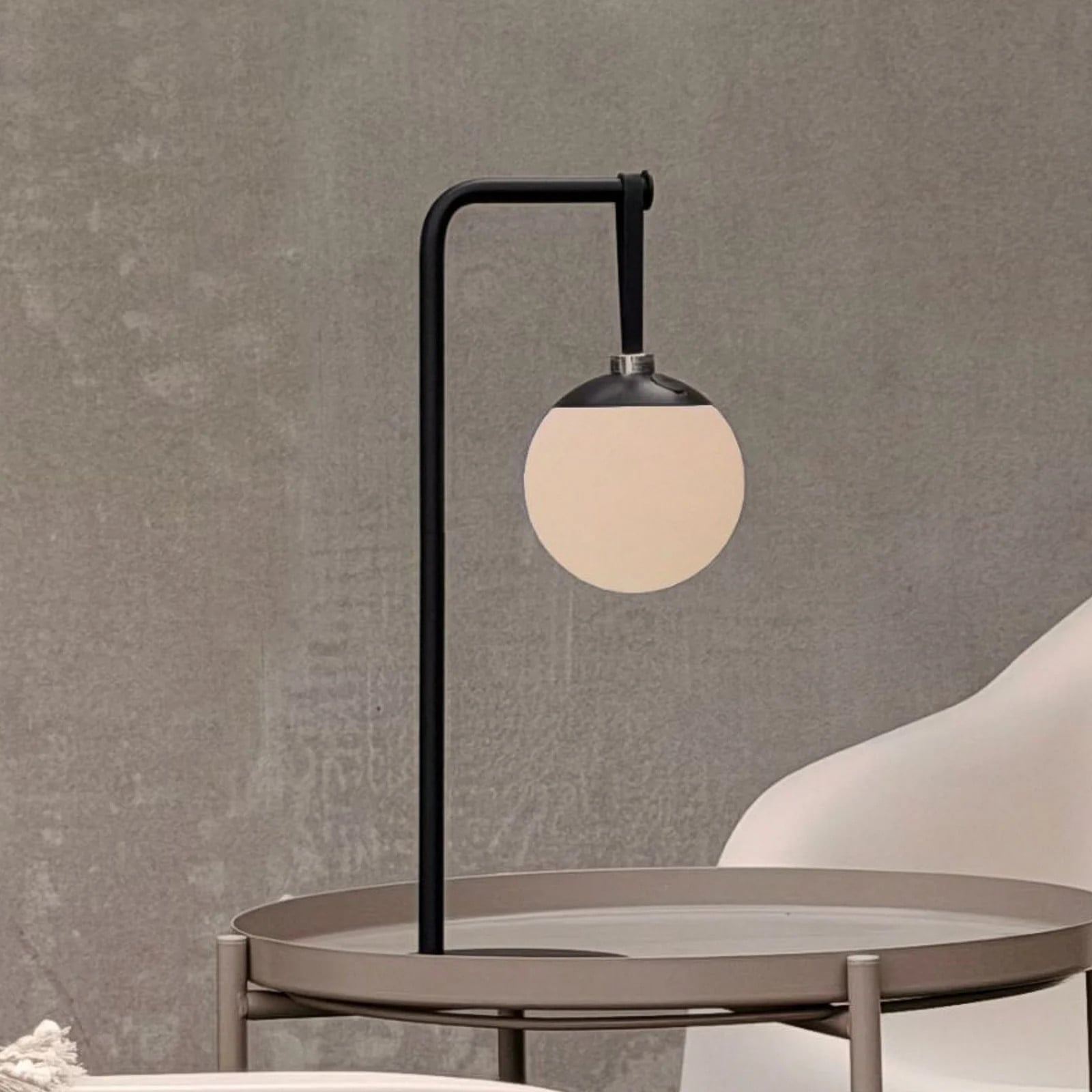Dyberg Larsen Odin LED-decolamp op accu, zwart/wit, IP44
